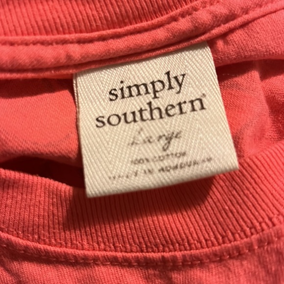 Simply Southern Shirt Womens Large coral Happy Camper Graphic Casual - Picture 3 of 3